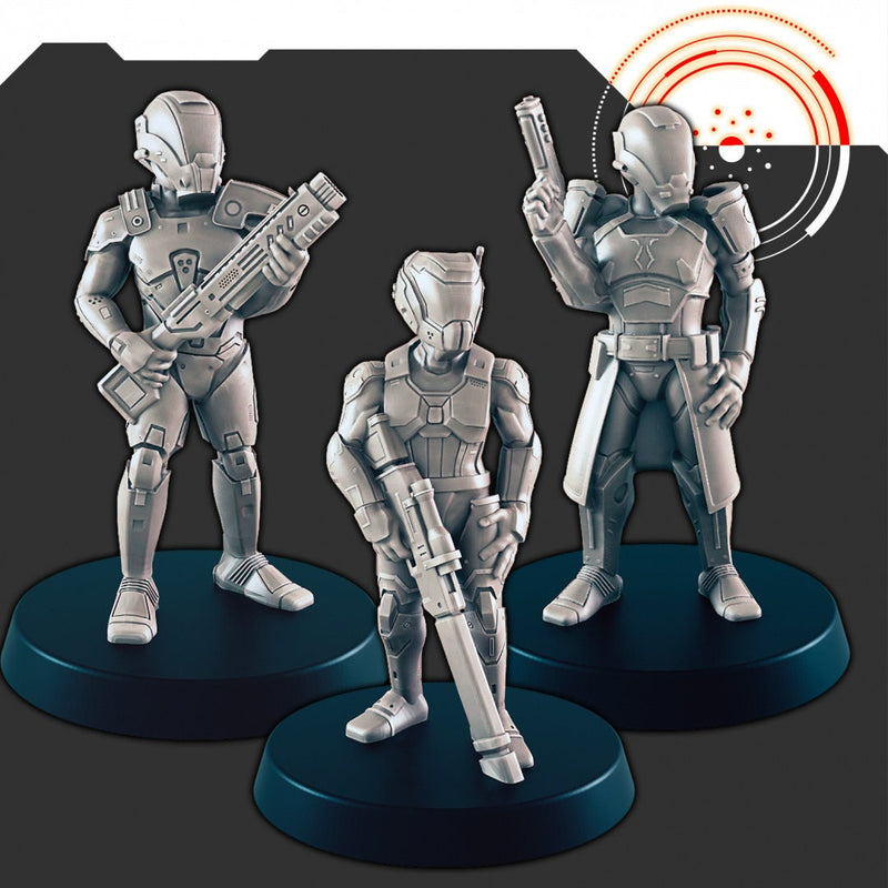 Sci-Fi Alliance Patrol mini set - EC3D | Legion | Cyberpunk | Starfinder | Scifi | Police | Futuristic | Human | Soldier | Male | Female-1