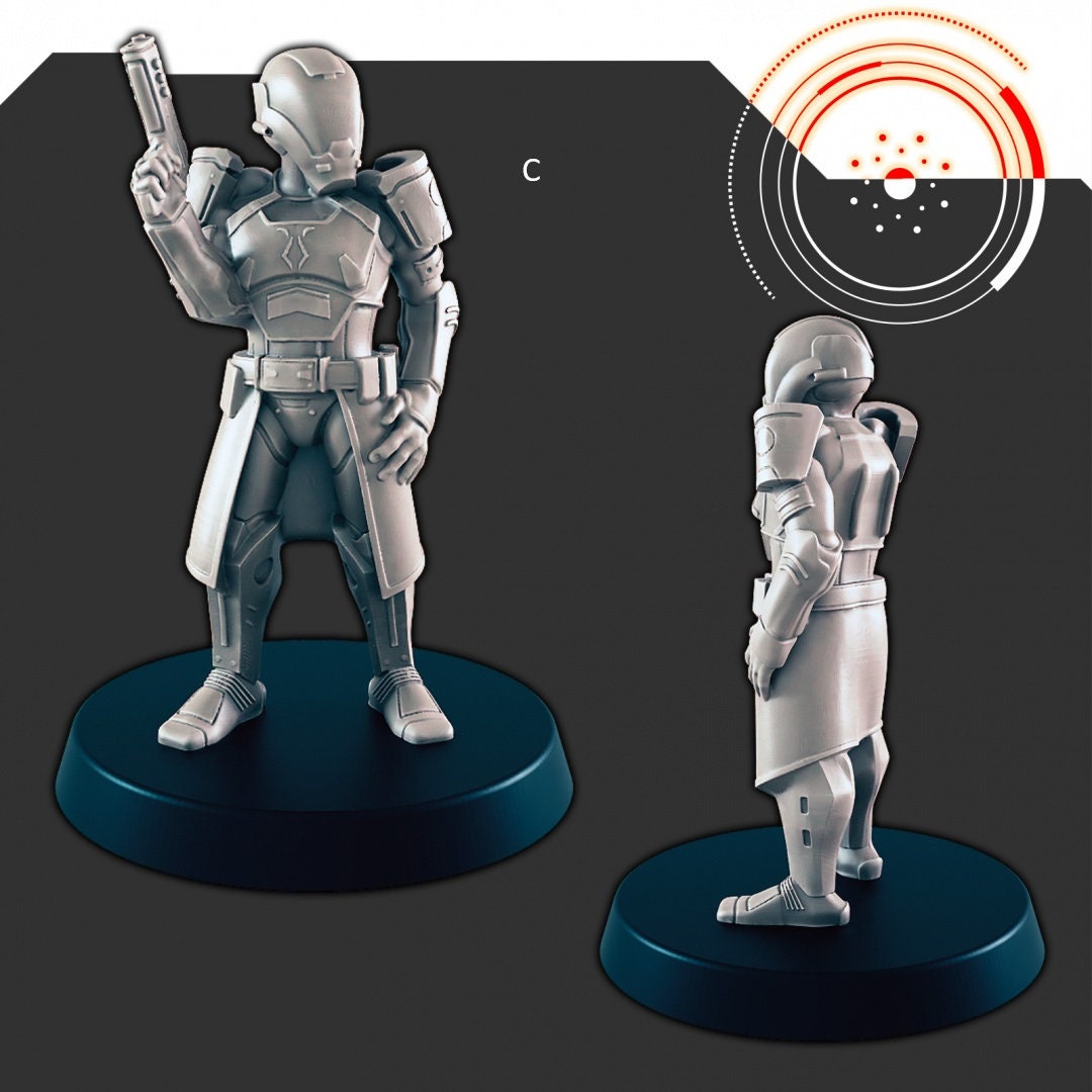 Sci-Fi Alliance Patrol mini set - EC3D | Legion | Cyberpunk | Starfinder | Scifi | Police | Futuristic | Human | Soldier | Male | Female-4