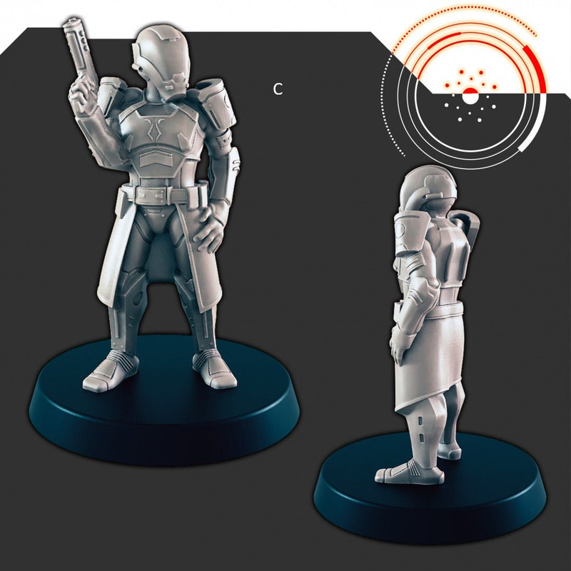 Sci-Fi Alliance Patrol mini set - EC3D | Legion | Cyberpunk | Starfinder | Scifi | Police | Futuristic | Human | Soldier | Male | Female-4