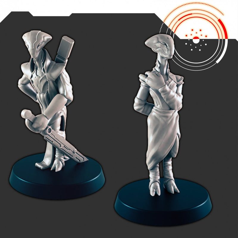 Sci-Fi Alien Delegation mini set - EC3D | Legion | Cyberpunk | Starfinder | Scifi | Futuristic | Alien | Male | Female-1