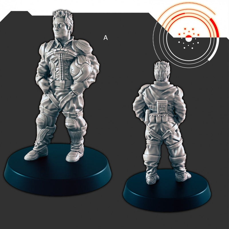 Sci-Fi Dock Workers and Pilots mini set - EC3D | Legion | Cyberpunk | Starfinder | Scifi | Futuristic | Cybernetic | Alien | Male | Female-2