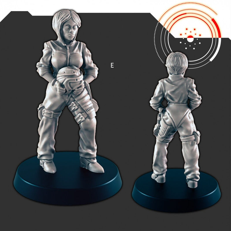Sci-Fi Dock Workers and Pilots mini set - EC3D | Legion | Cyberpunk | Starfinder | Scifi | Futuristic | Cybernetic | Alien | Male | Female-6