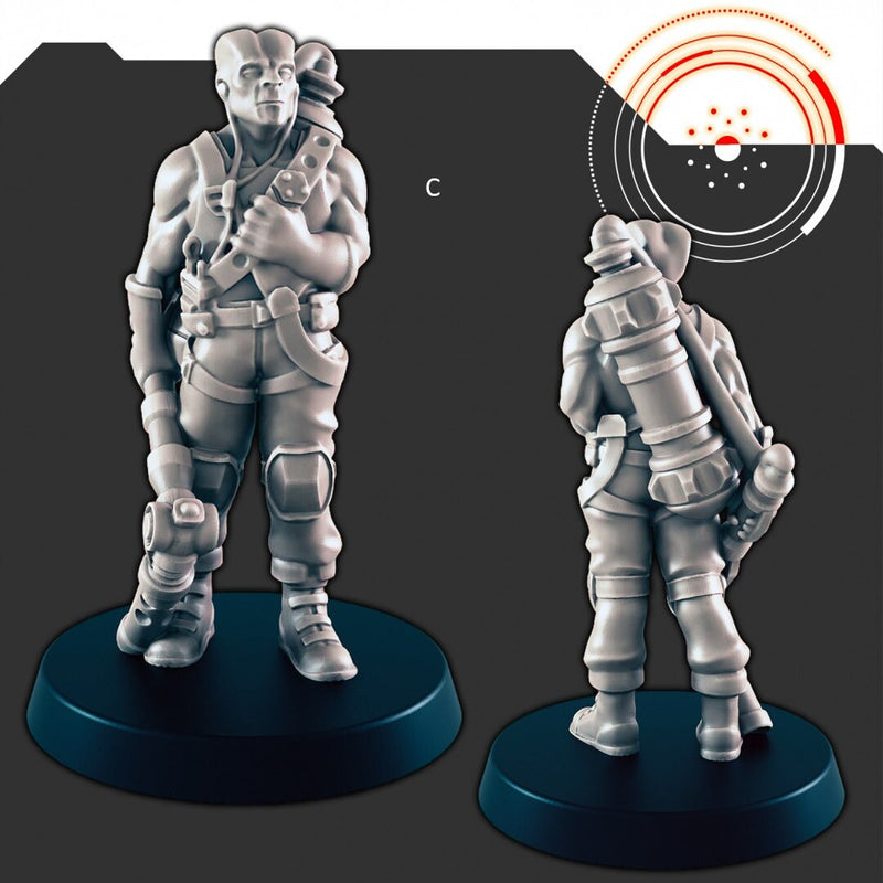 Sci-Fi Dock Workers and Pilots mini set - EC3D | Legion | Cyberpunk | Starfinder | Scifi | Futuristic | Cybernetic | Alien | Male | Female-4
