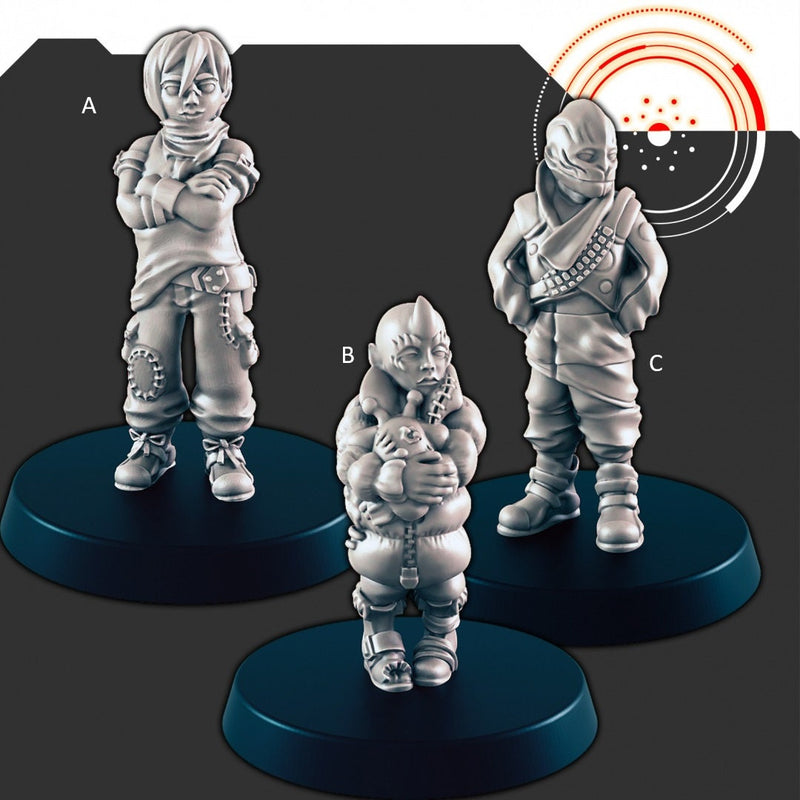 Sci-fi Slums Kids mini set - EC3D | Legion | Cyberpunk | Starfinder | Scifi | Children | Futuristic | Human | Alien | Male | Female-1