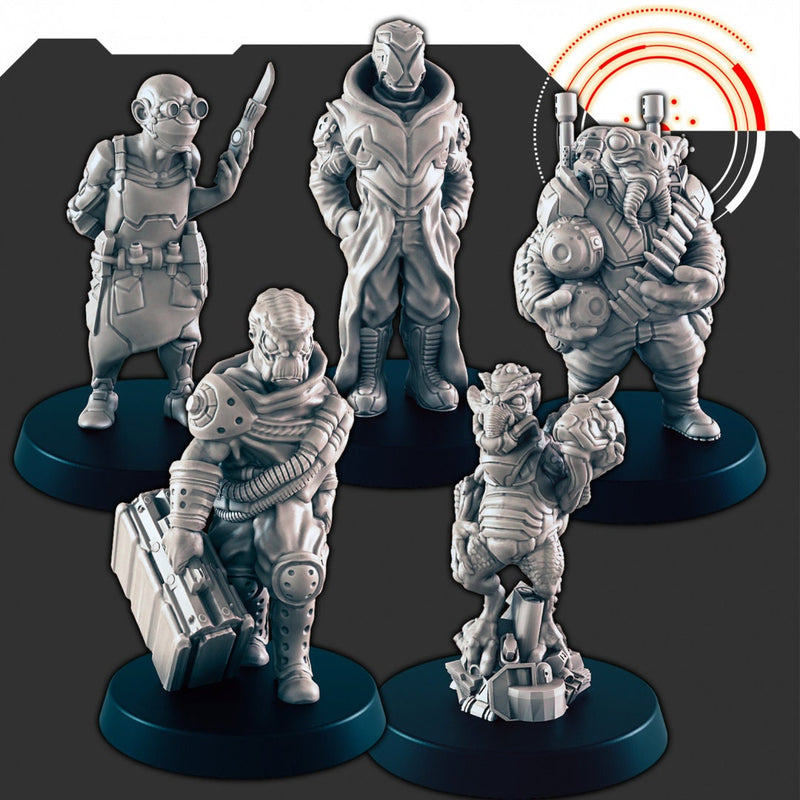 Sci-Fi Market Folk mini set - EC3D | Legion | Cyberpunk | Starfinder | Scifi | Futuristic | Cybernetic | Alien | Human | Male | Female-1