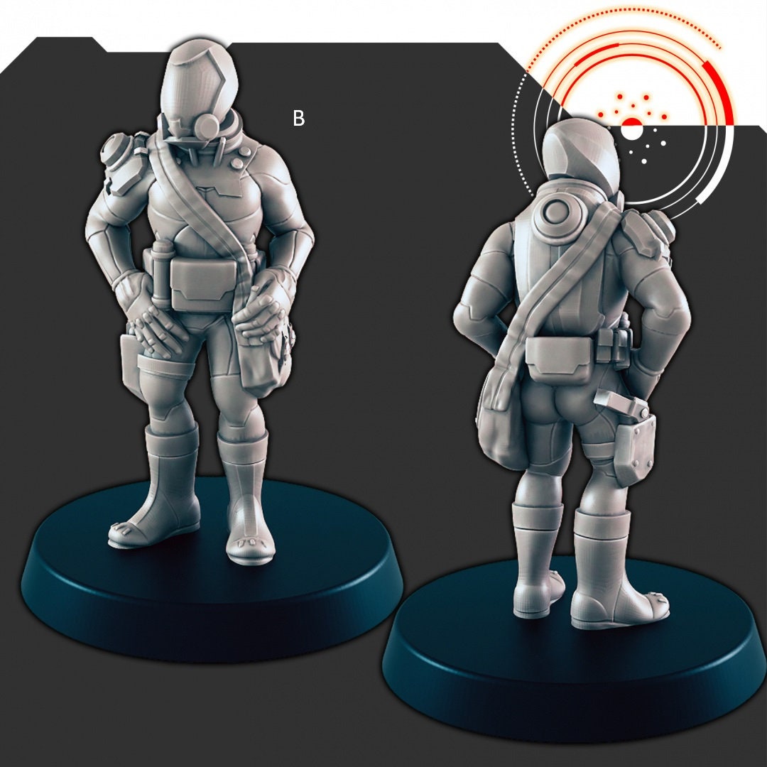 Sci-fi Explorers and Scientists mini set - EC3D | Legion | Cyberpunk | Starfinder | Scifi | Futuristic | Cybernetic | Space | Male | Female-4