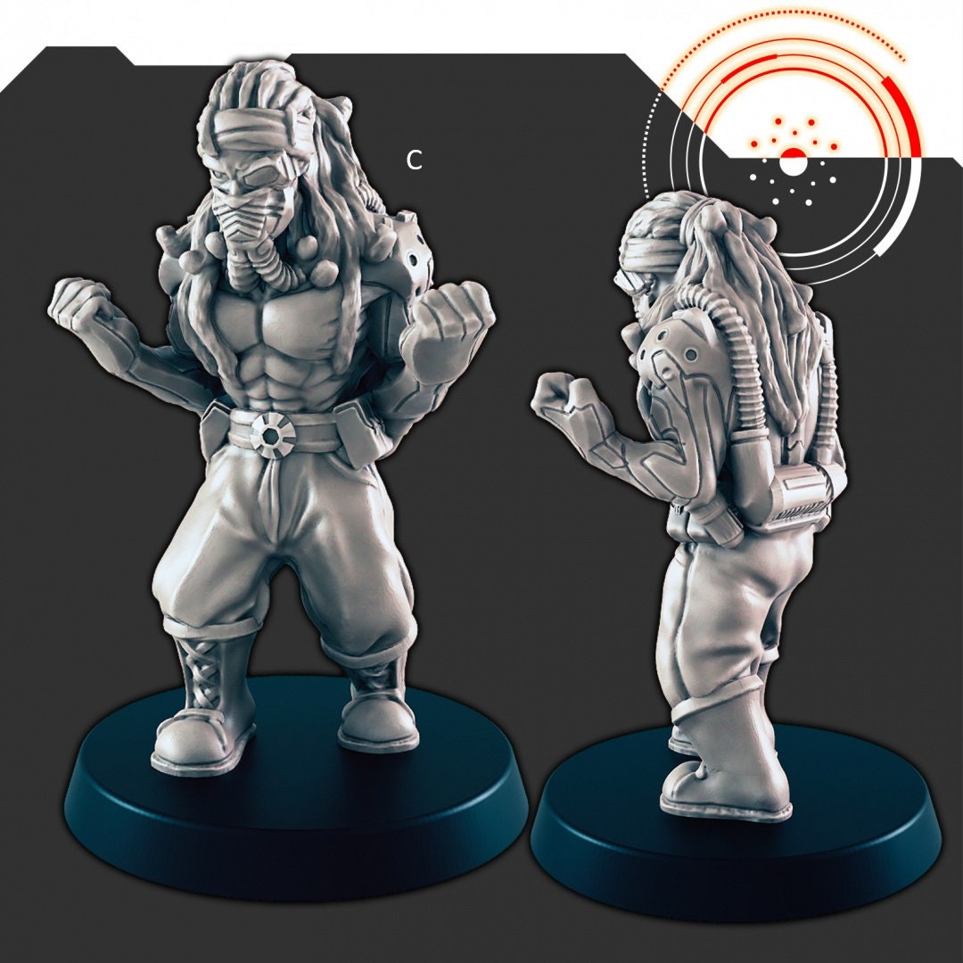 Sci-Fi Crew #1 mini set - EC3D | Legion | Cyberpunk | Starfinder | Scifi | Futuristic | Cybernetic | Alien | Human | Male | Spaceship-4