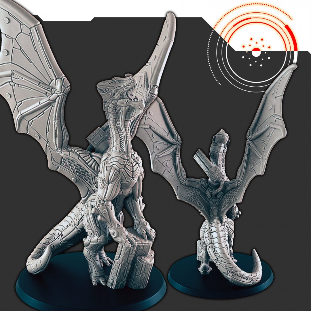 Sci-fi Cyber Dragon - EC3D | Legion | Cyberpunk | Starfinder | Scifi | Futuristic | Shoulder Laser-1