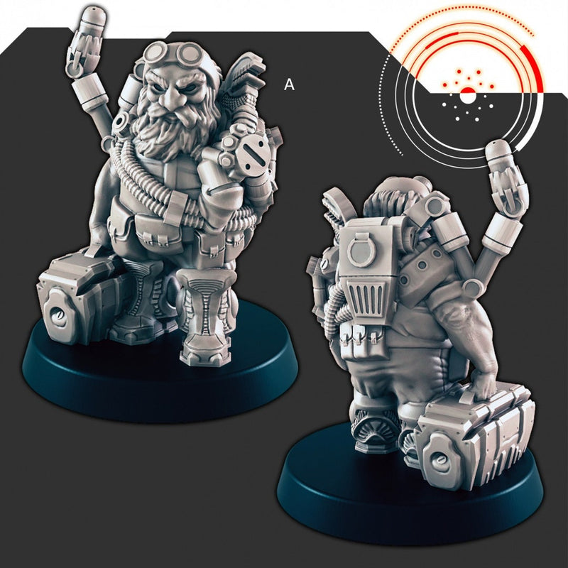 Sci-fi Space Dwarves mini set - EC3D | Legion | Cyberpunk | Starfinder | Scifi | Futuristic | Cybernetic | Space | Male-2