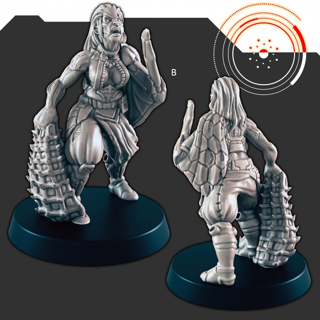 Sci-Fi "Kyton" Space Ghouls mini set - EC3D | Legion | Cyberpunk | Starfinder | Scifi | Futuristic | Human | Space | Male | Devils | Brute-3