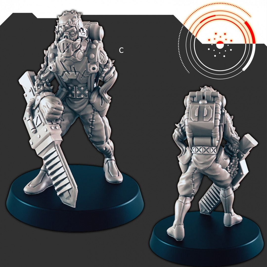 Sci-Fi "Kyton" Space Ghouls mini set - EC3D | Legion | Cyberpunk | Starfinder | Scifi | Futuristic | Human | Space | Male | Devils | Brute-4