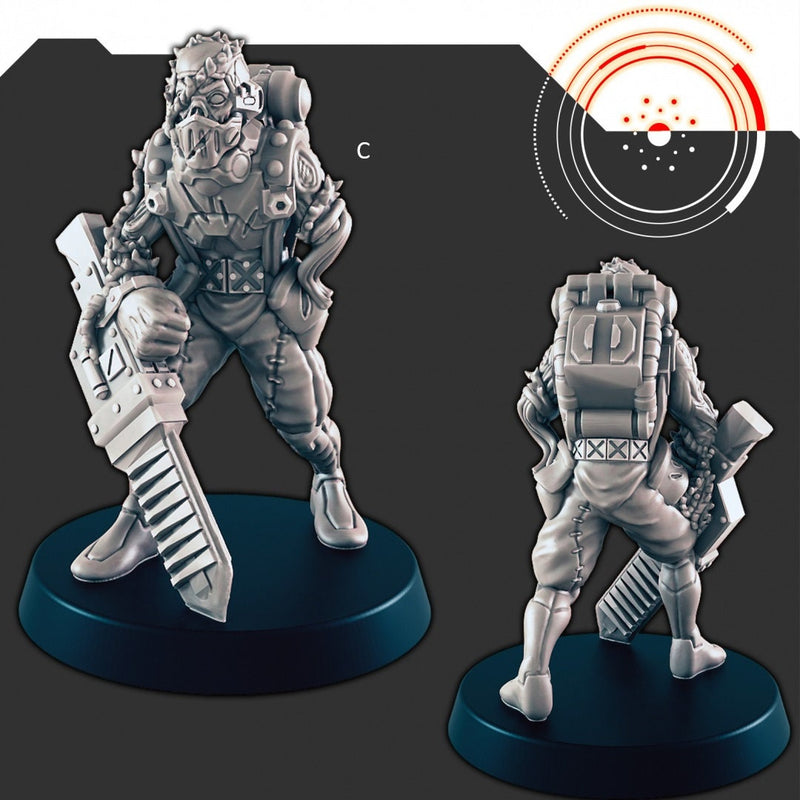 Sci-Fi "Kyton" Space Ghouls mini set - EC3D | Legion | Cyberpunk | Starfinder | Scifi | Futuristic | Human | Space | Male | Devils | Brute-4
