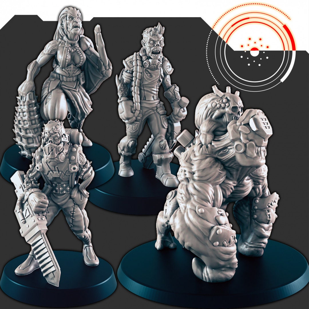 Sci-Fi "Kyton" Space Ghouls mini set - EC3D | Legion | Cyberpunk | Starfinder | Scifi | Futuristic | Human | Space | Male | Devils | Brute-1
