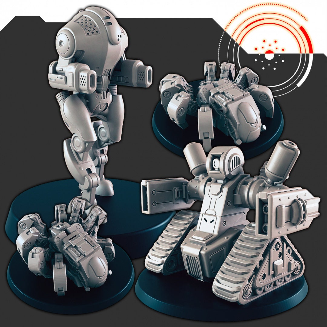 Sci-fi Large Bots mini set - EC3D | Legion | Cyberpunk | Starfinder | Scifi | Futuristic | Cybernetic | Space | Assault Bot | Spider-1