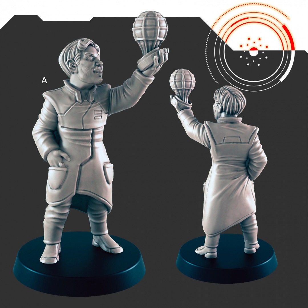 Sci-fi Human Scientists/NPCs mini set - EC3D | Legion | Cyberpunk | Starfinder | Scifi | Futuristic | Human | Male | Female-2