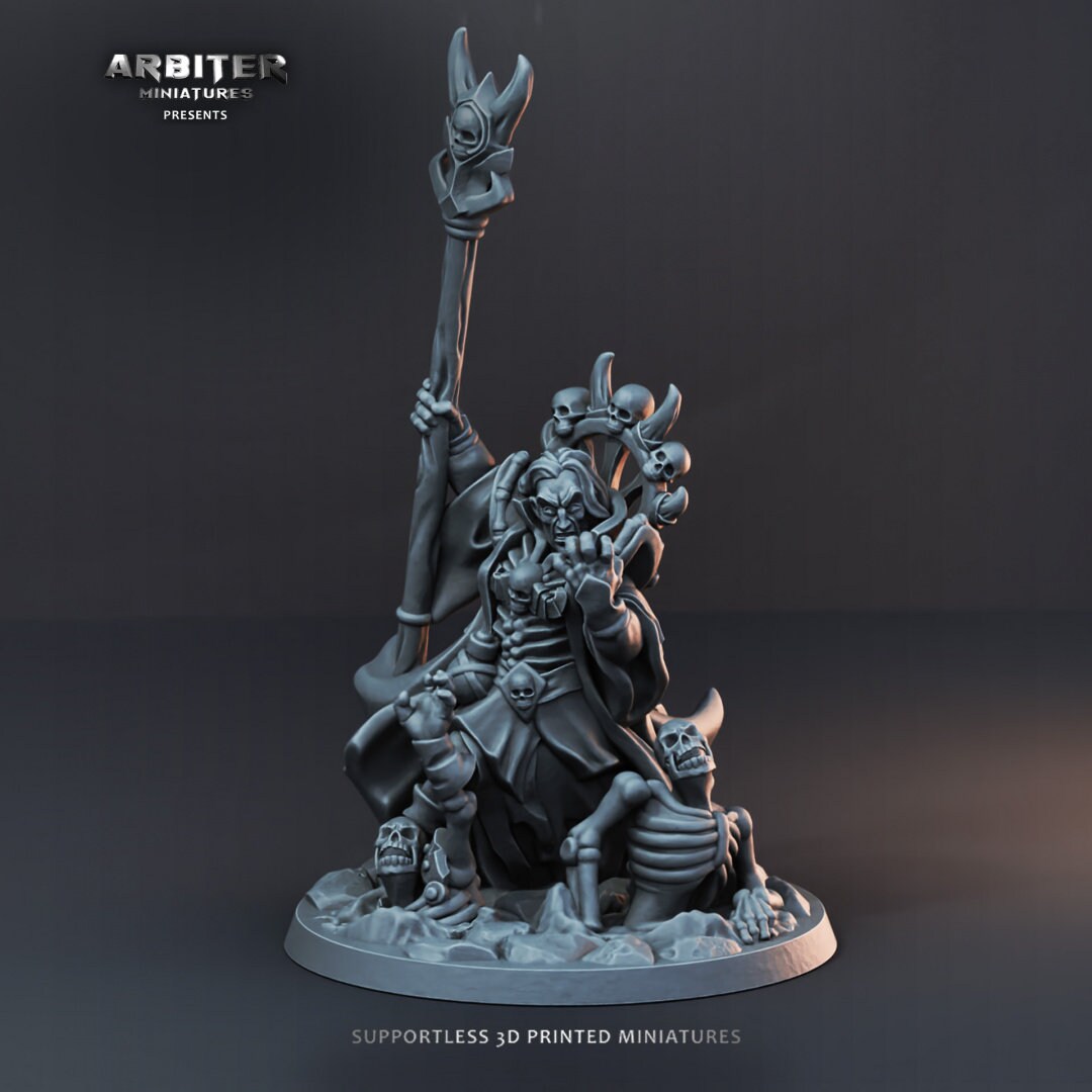 DnD Miniature Party Set 8 - 28mm Adventuring Group - Necromancer | Barbarian | Cleric | Rogue | Bard | Pathfinder 2E | DnD 5E | Mini Set-4