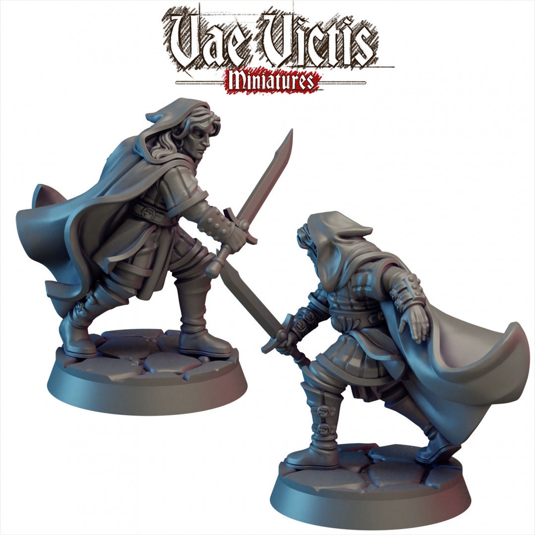 Elf Swordsman Mini - Vae Victis, DnD | Male | Fighter | Barbarian | 28mm | Pathfinder | Fantasy | Wargaming | Rogue | Elven | Drow-1