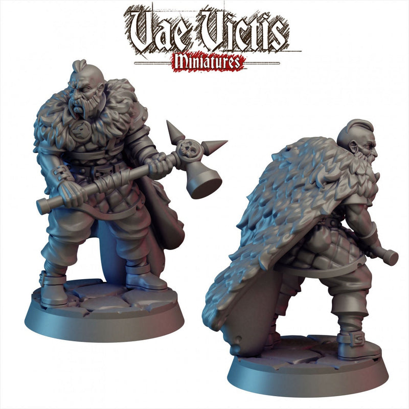 Hammer Weilding Fighter Mini - Vae Victis, DnD | Male | Fighter | Barbarian | 28mm | Pathfinder | Fantasy | Wargaming | Rogue | Human-1