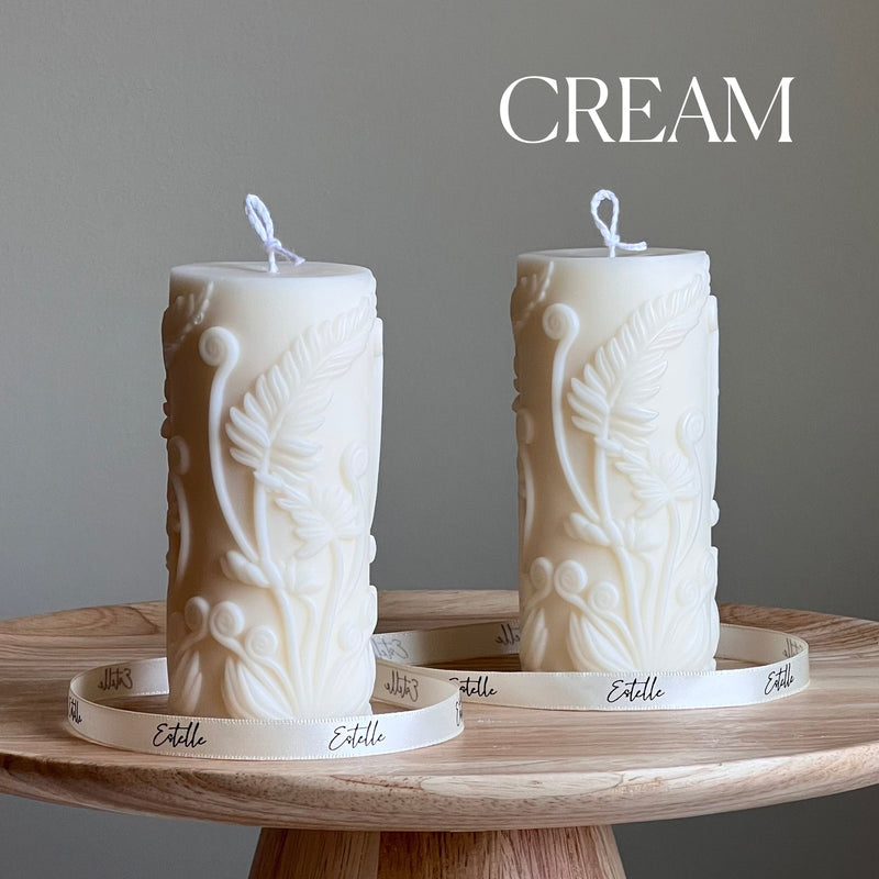 Fern Pillar Soy Candle: Sculptural Plant Design, Minimal Home Decor-4