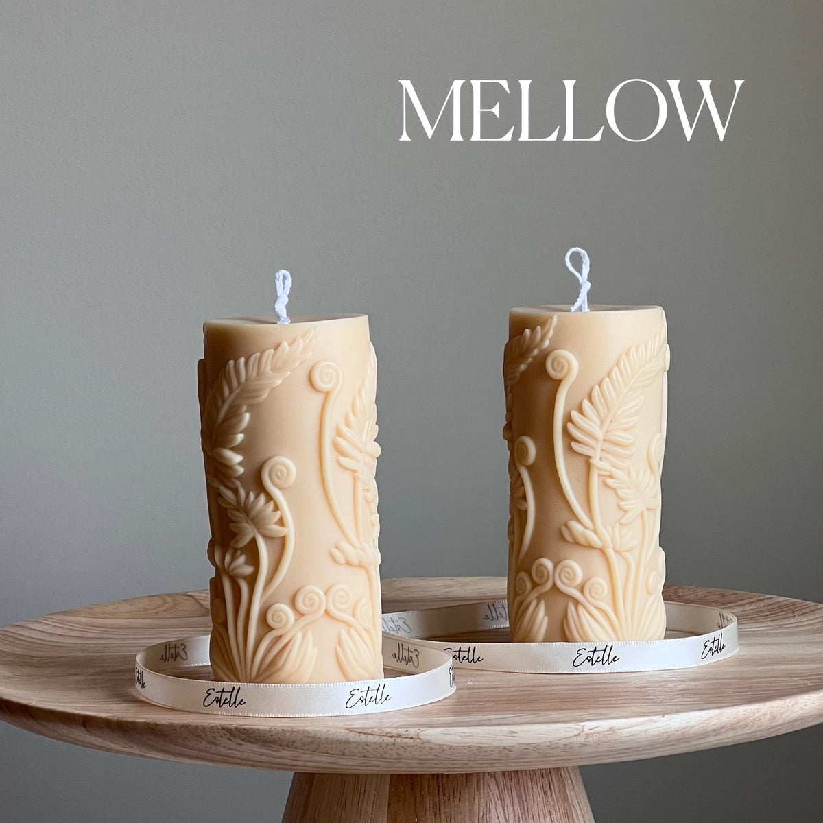 Fern Pillar Soy Candle: Sculptural Plant Design, Minimal Home Decor-3