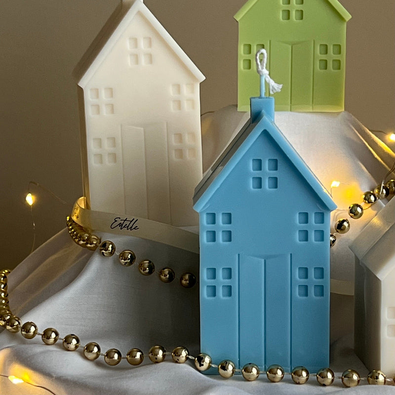 Handmade Christmas House Soy Candle: Holiday Home Decor-2