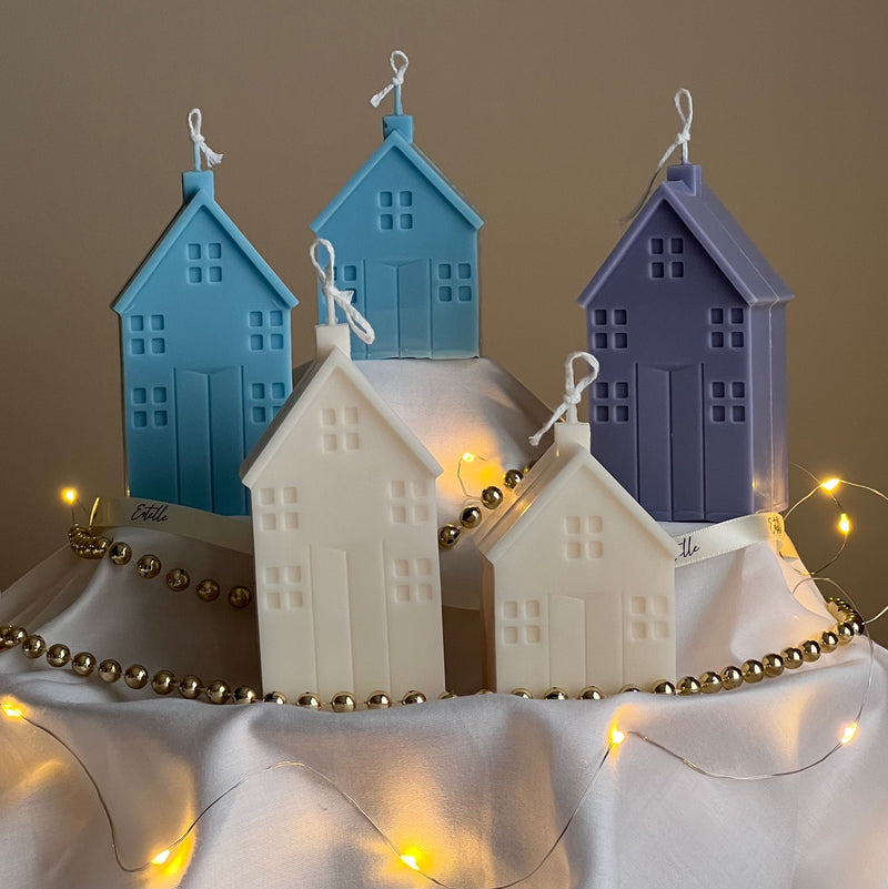 Handmade Christmas House Soy Candle: Holiday Home Decor-6