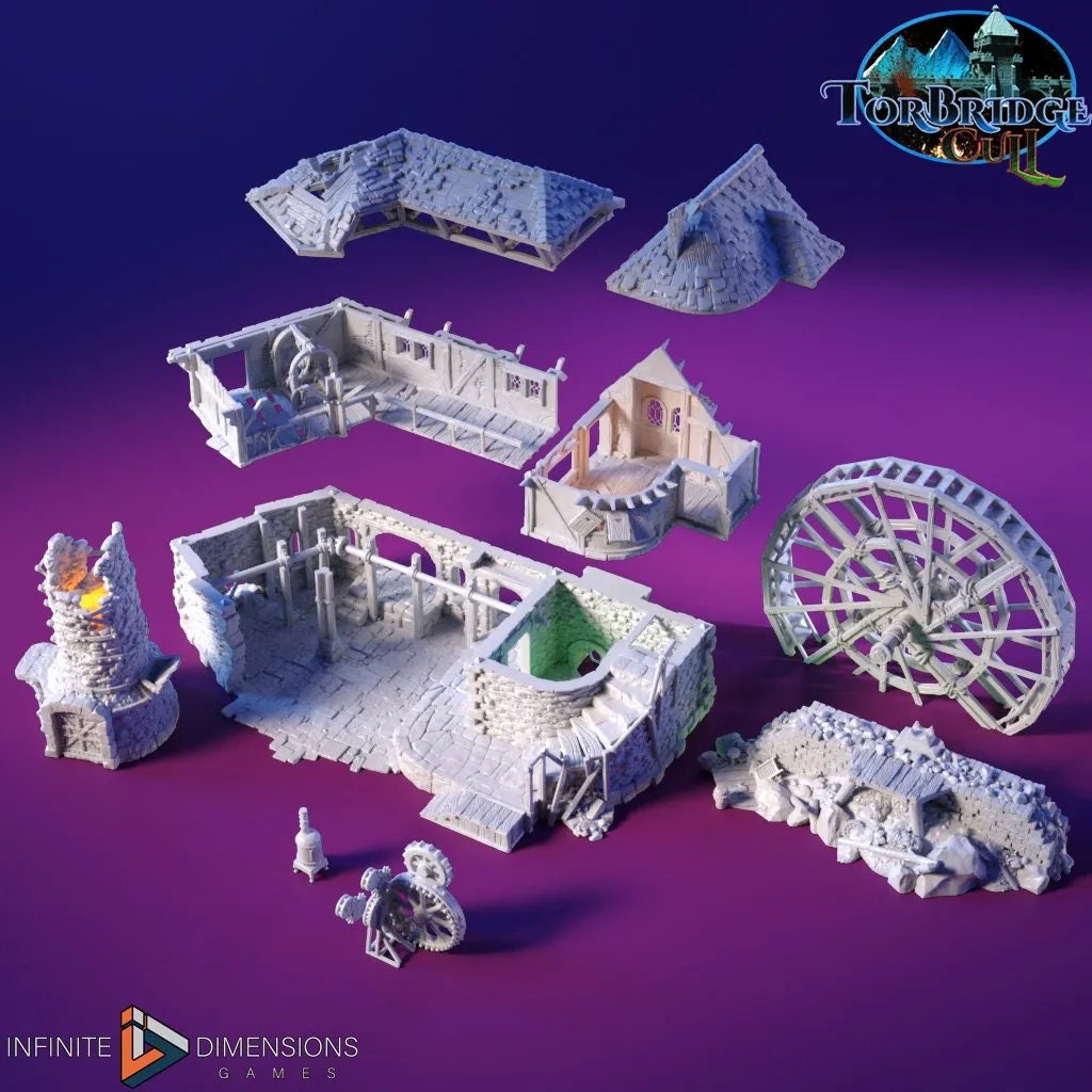 The Lumbermill Model Building set - Dnd, Wargaming, Model Train | Village | Town | Medieval | Fantasy | D&D | Terrain | Forest | Pathfinder-5