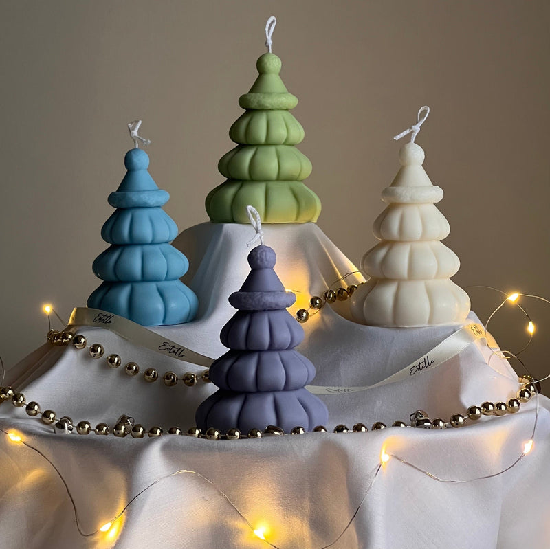Christmas Tree Soy Candle with Hat: Handmade Holiday Decor-5