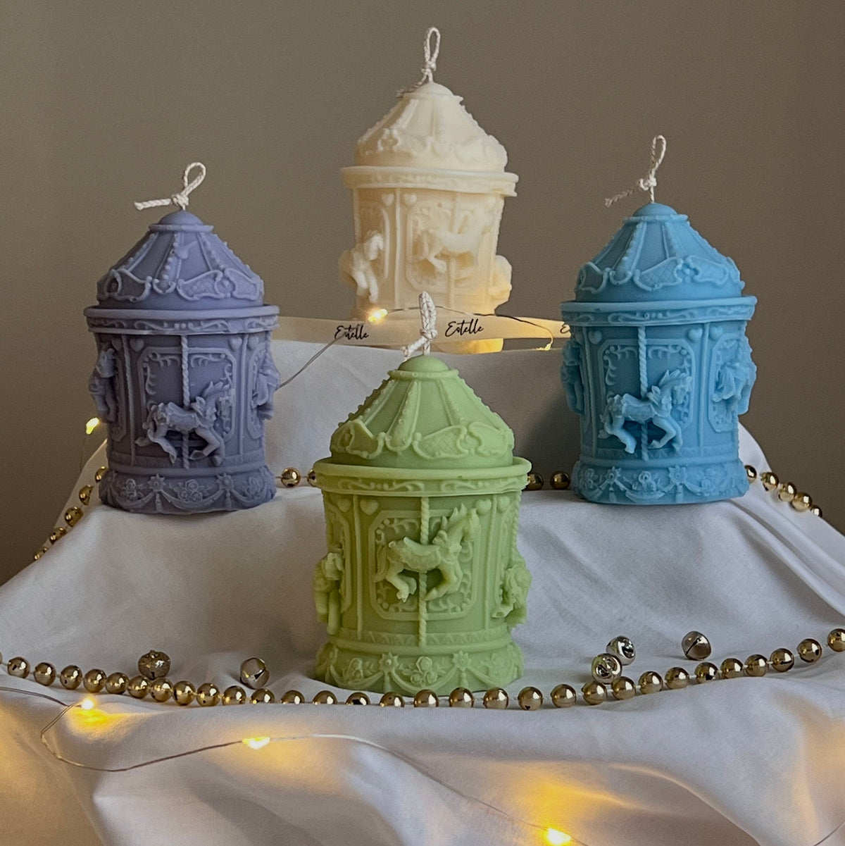 Hand Poured Christmas Carousel Soy Candle: Festive Decor-1