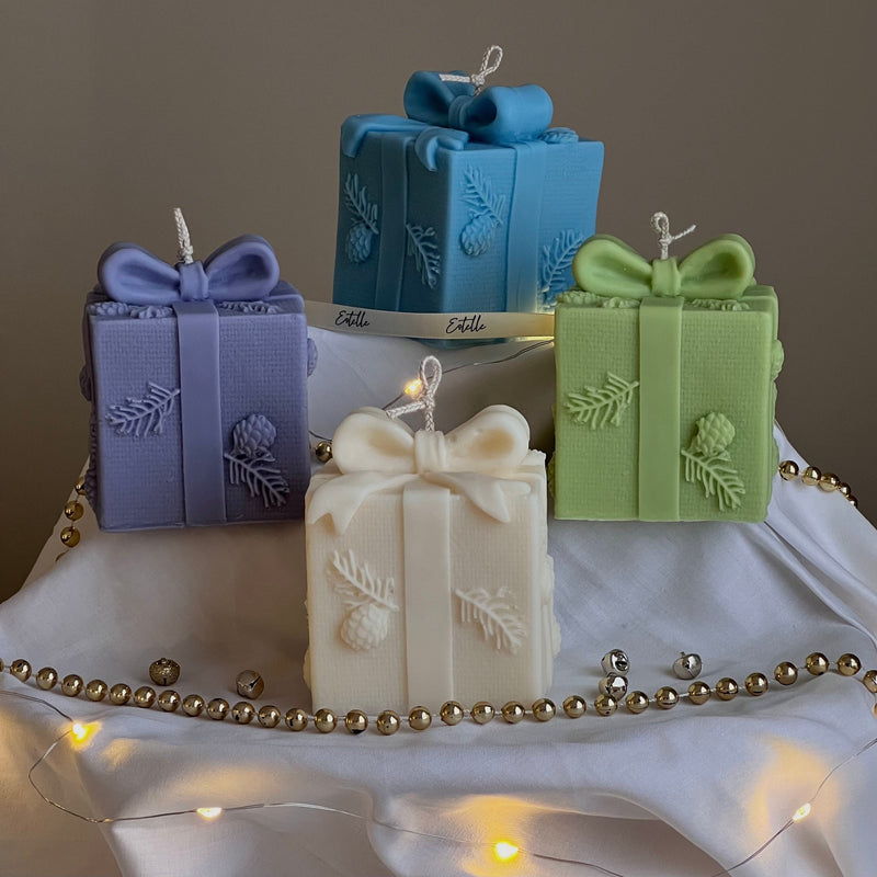 Christmas Gift Box Candle | Hand-Poured Soy Wax Candle | Festive Decor-1