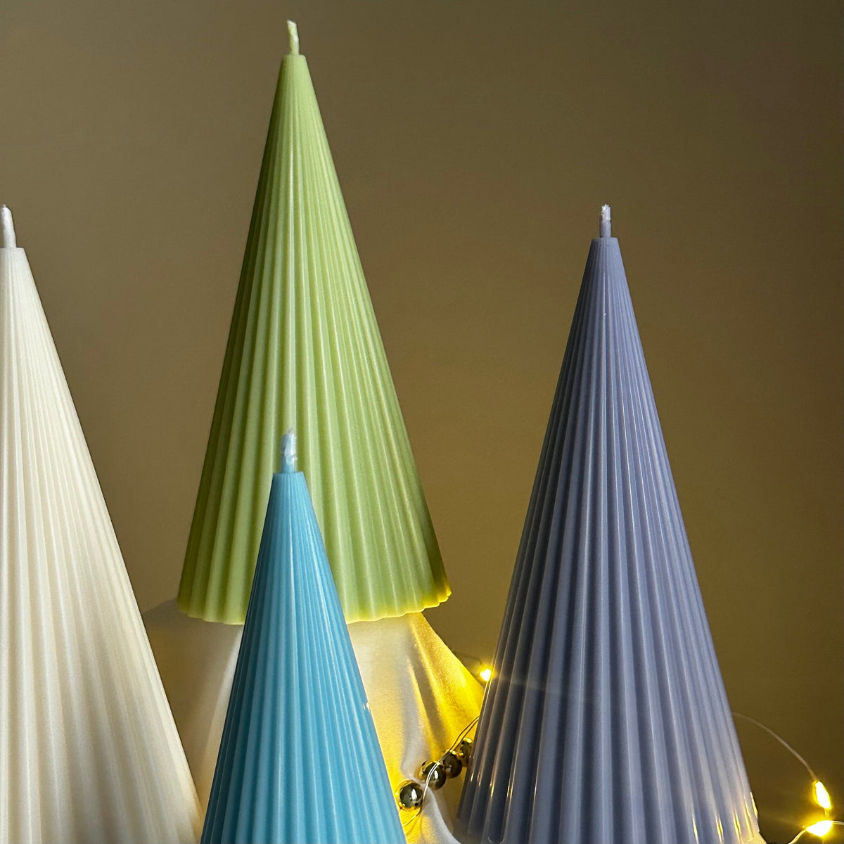Handmade Ribbed Cone Soy Candle: Minimalist Christmas Decor-2
