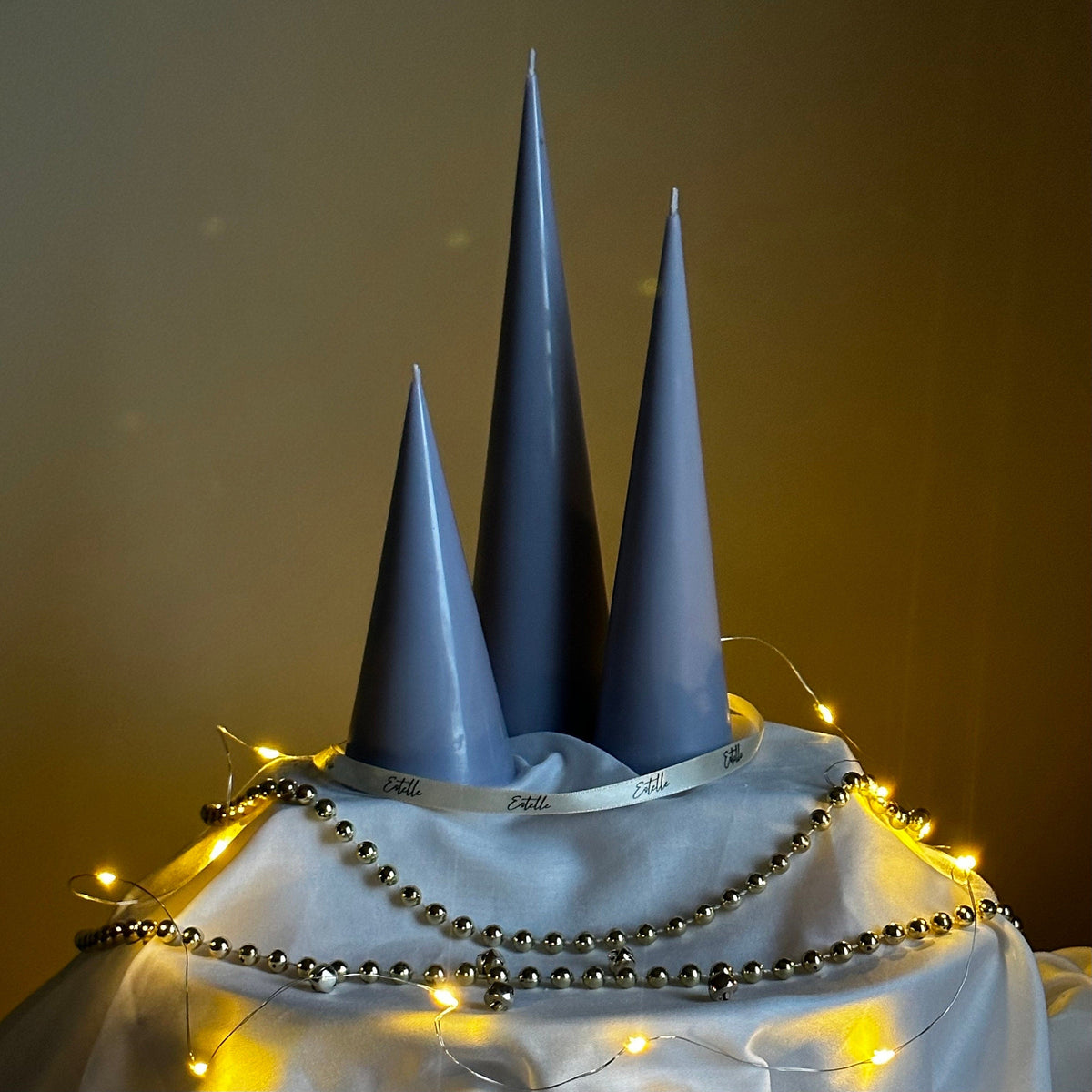 Minimalist Christmas Cone Candle Set: Hand Poured Soy Wax Decor-3