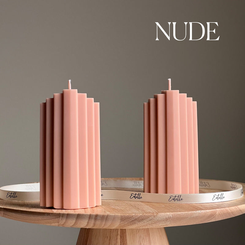 Geometric Soy Pillar Candle: Sculptural Home Decor-2