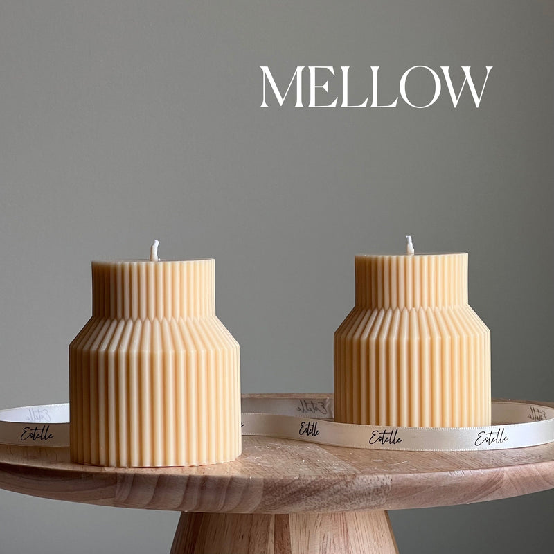 Geometric Ribbed Soy Pillar Candle: Minimalist Home Decor-4
