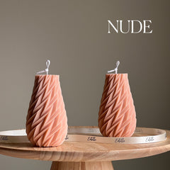 Geometric Wavy Soy Pillar Candle: Minimalist Home Decor-2