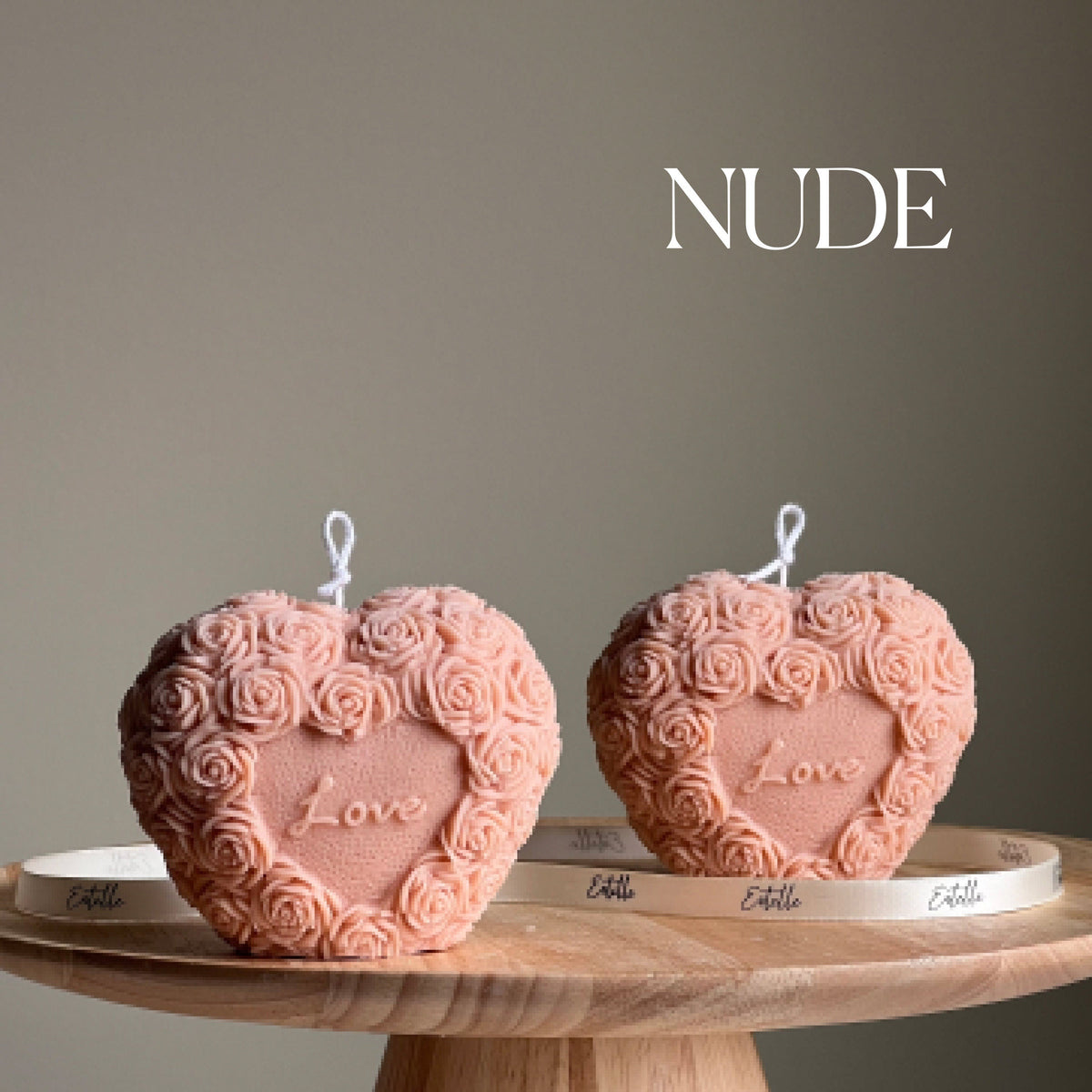 Love Heart Soy Wax Candle: Sculptural Flower Pillar, Custom Scent-2