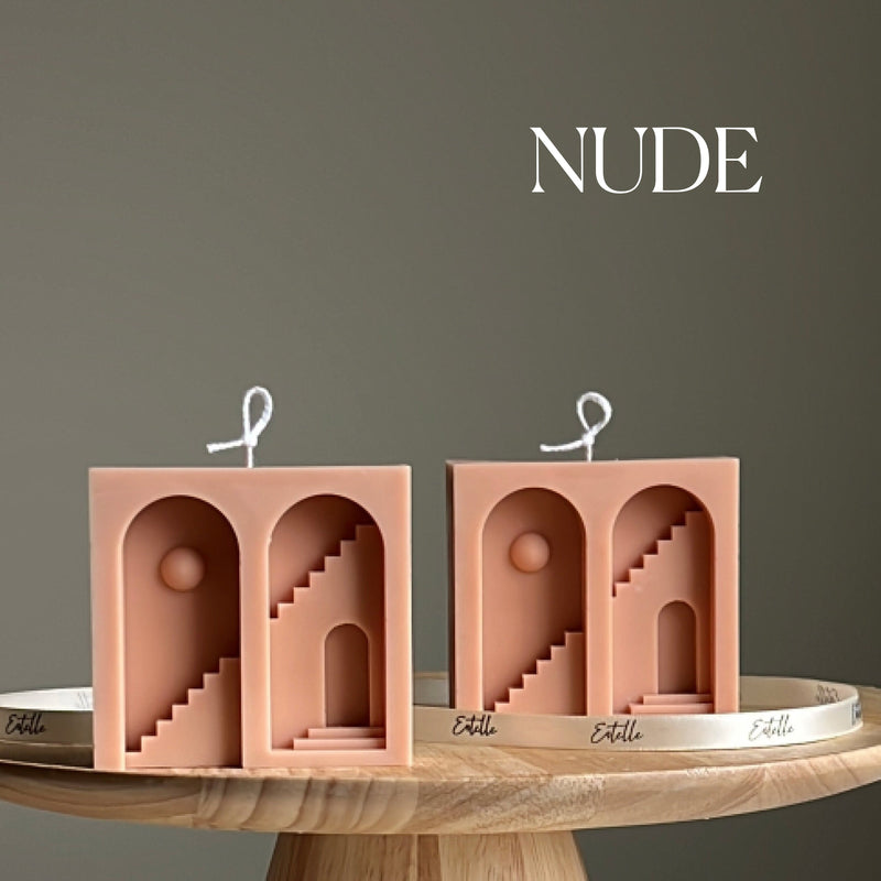 Santorini Soy Candle: Sculptural Pillar, Minimalist Home Decor-2