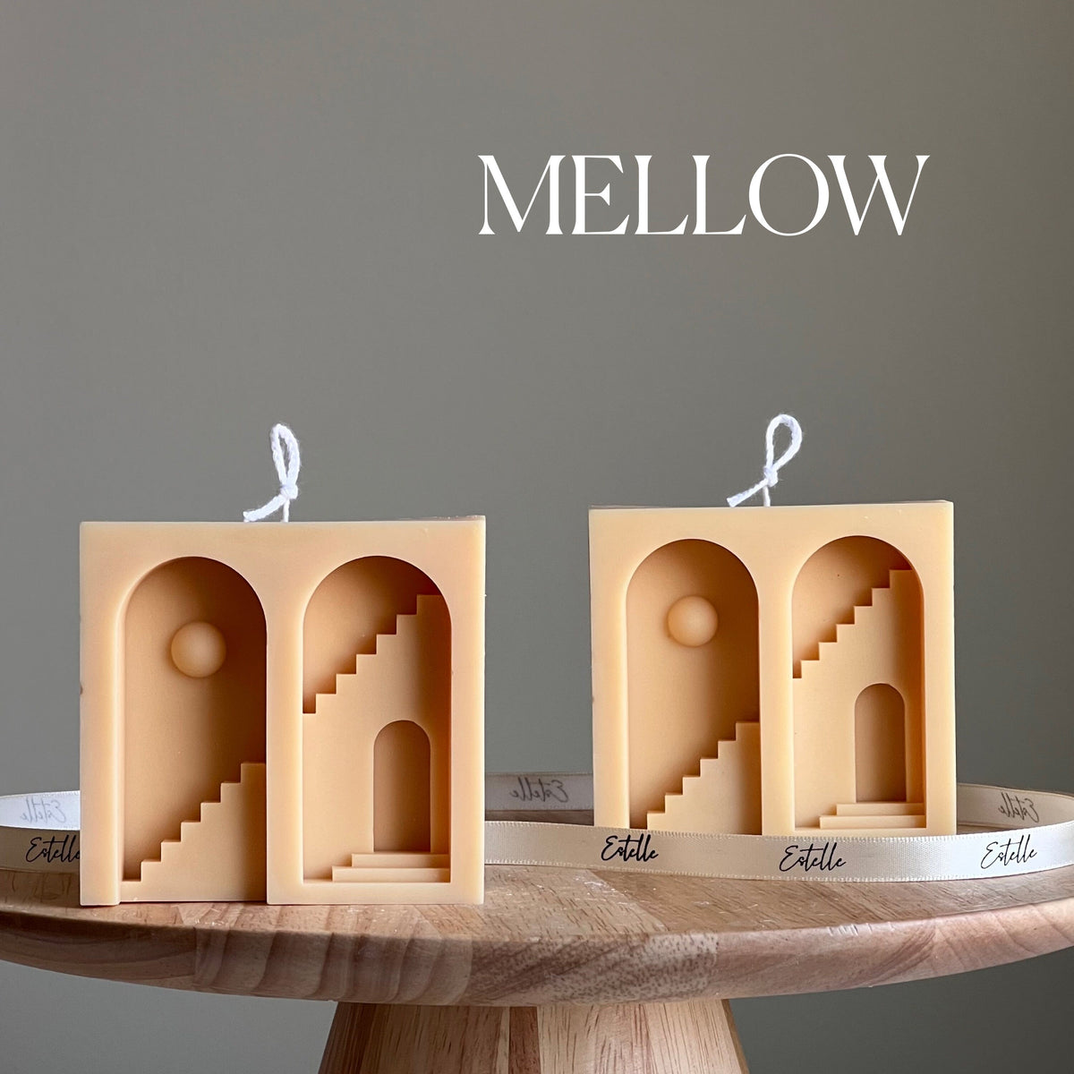 Santorini Soy Candle: Sculptural Pillar, Minimalist Home Decor-4