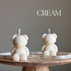 Small Teddy Bear Candle: Sculptural Soy Wax, Custom Scent-3