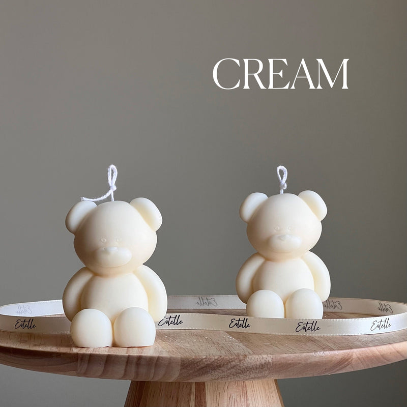 Small Teddy Bear Candle: Sculptural Soy Wax, Custom Scent-3