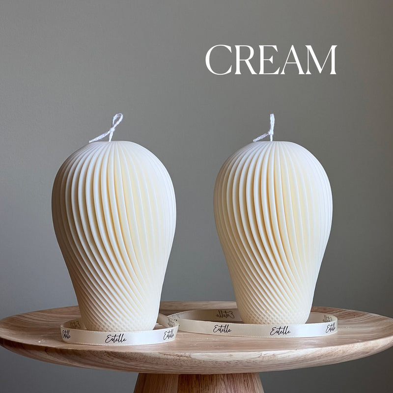 Spiral Soy Wax Candle: Hand-Poured Sculptural Pillar Candle-3