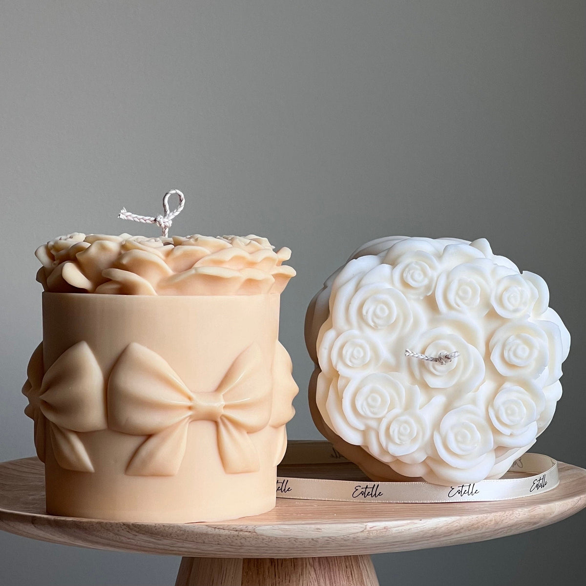 Big Rose Basket Candle | Hand Poured Soy Wax Pillar Candle-3