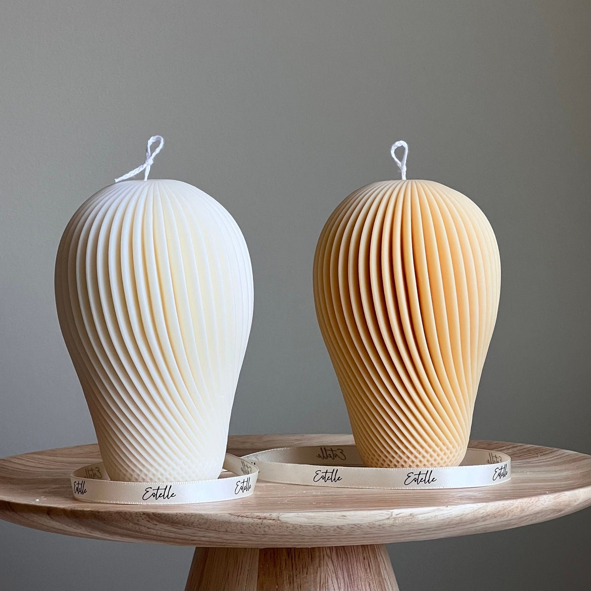 Spiral Soy Wax Candle: Hand-Poured Sculptural Pillar Candle-1