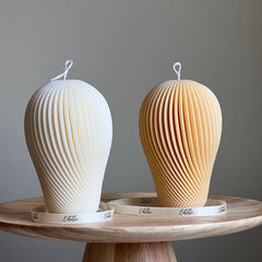 Spiral Soy Wax Candle: Hand-Poured Sculptural Pillar Candle-1