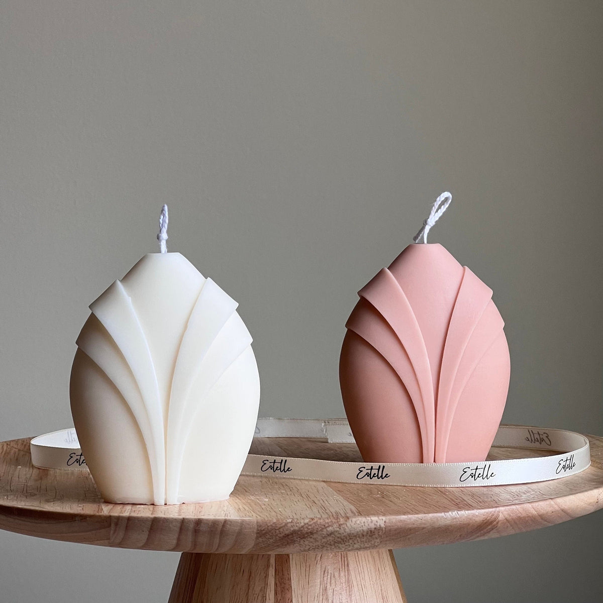 Collar Pillar Candle: Sculptural Geometric Soy Wax Candle-1