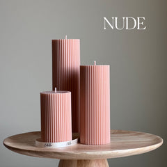 Handmade Ribbed Soy Wax Pillar Candle | Home Decor-3