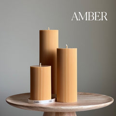 Handmade Ribbed Soy Wax Pillar Candle | Home Decor-6