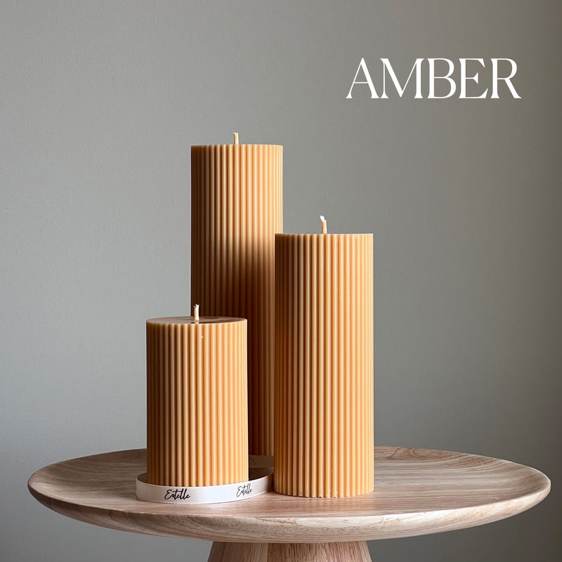 Handmade Ribbed Soy Wax Pillar Candle | Home Decor-6