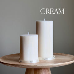 Soy Wax Ribbed Pillar Candle Set | Unscented, Decorative-4
