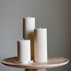 Handmade Ribbed Soy Wax Pillar Candle | Home Decor-1